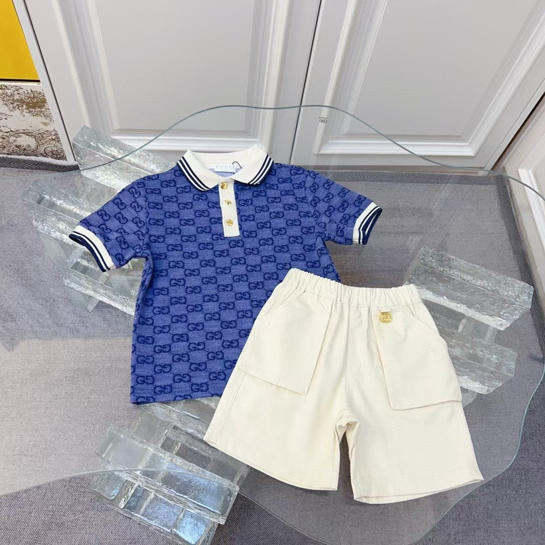 GG blue knit set