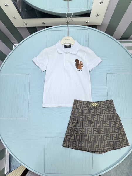 Fend Squirrel Print Skirt Set