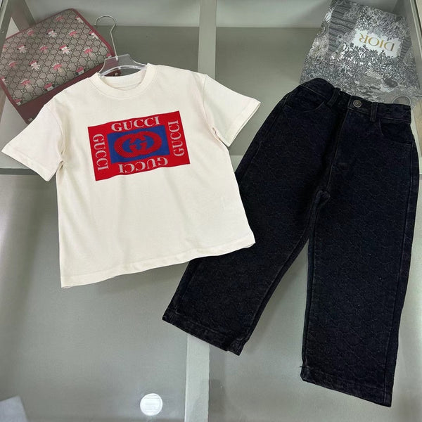 Embossed Denim GG pants Set